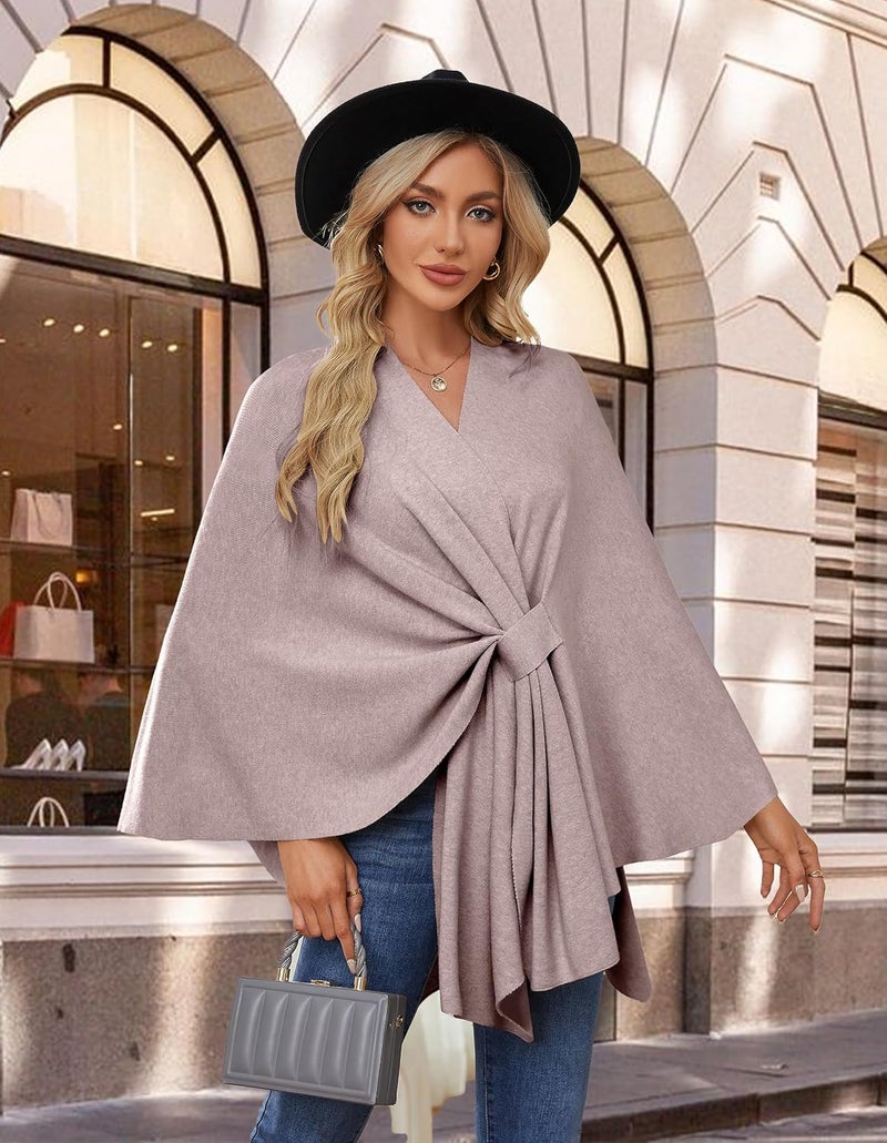 Puli Women's Elegant Shawl Wraps Soft Open Front Poncho Sweater for Spring Fall Winter - Image 3